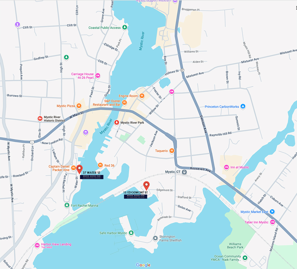 Mystic River Water Taxi Map